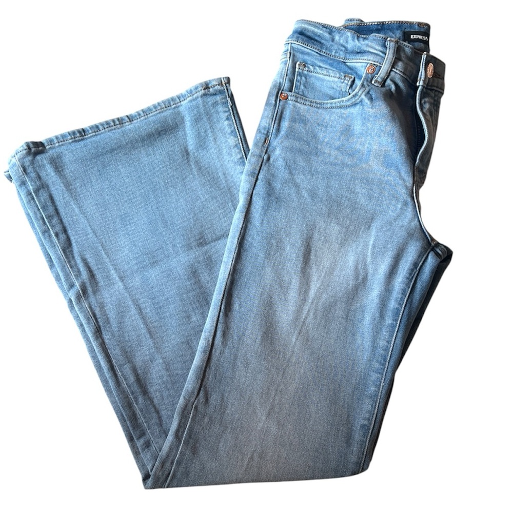 Express Light Denim Blue Women's 70’s Flare Jeans